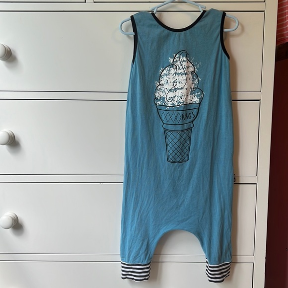 Rags to Raches Other - Rags to Raches Ice Cream Summer Blue Tank Sleeveless Romper 3/4T